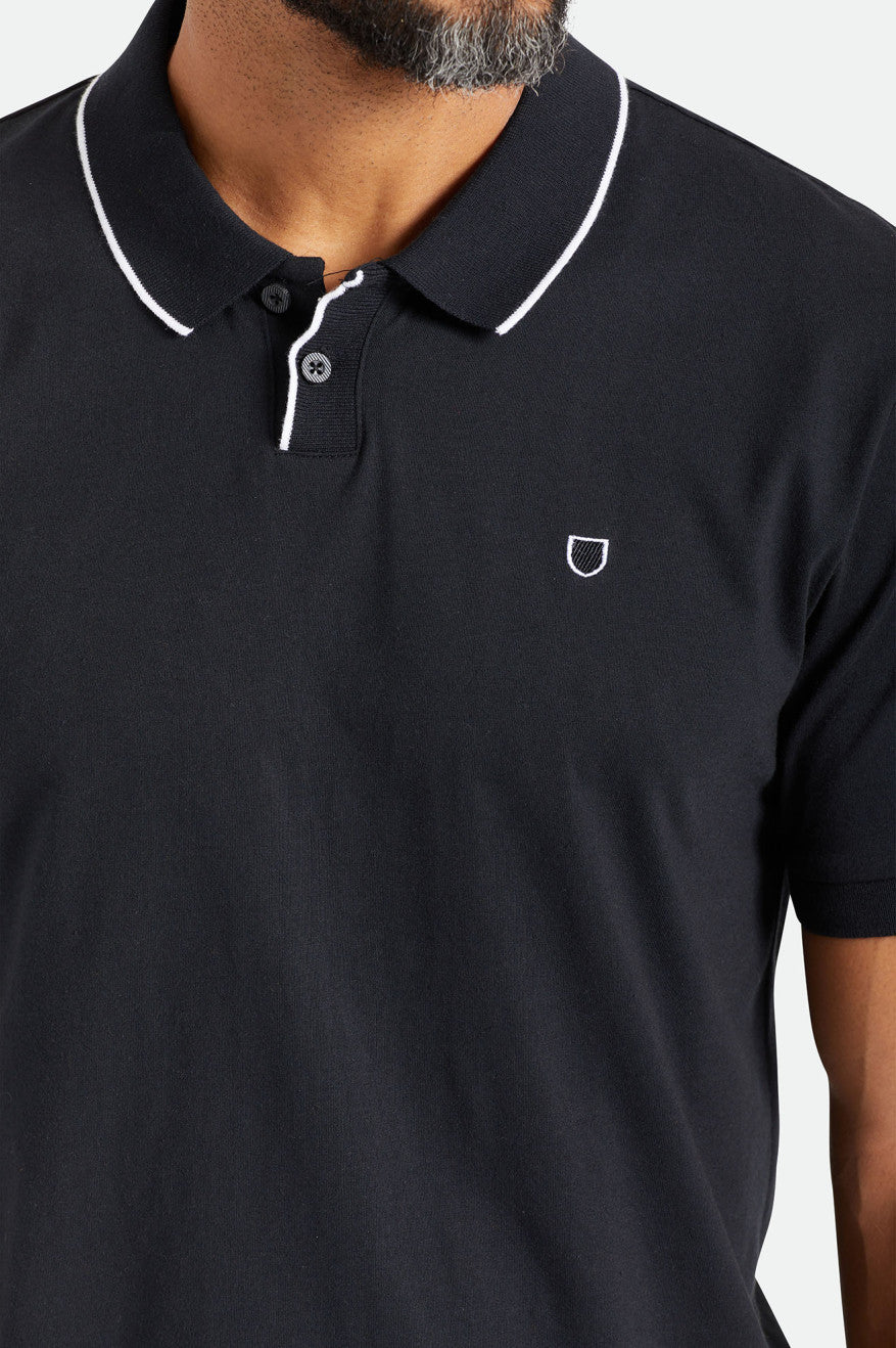 Brixton Proper S/S Polo Gebreide Kleding Heren Zwart | 028536CFZ