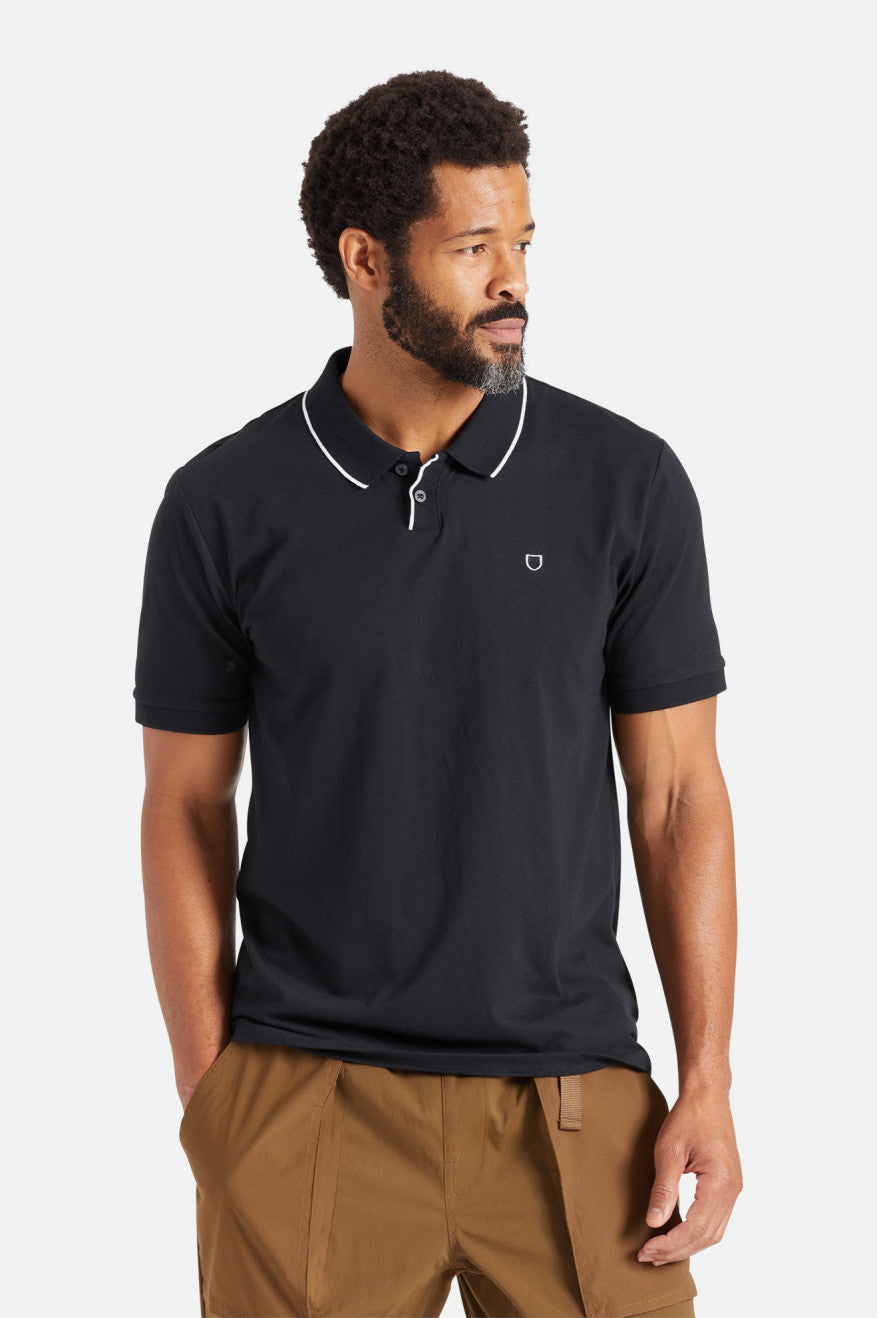 Brixton Proper S/S Polo Gebreide Kleding Heren Zwart | 028536CFZ