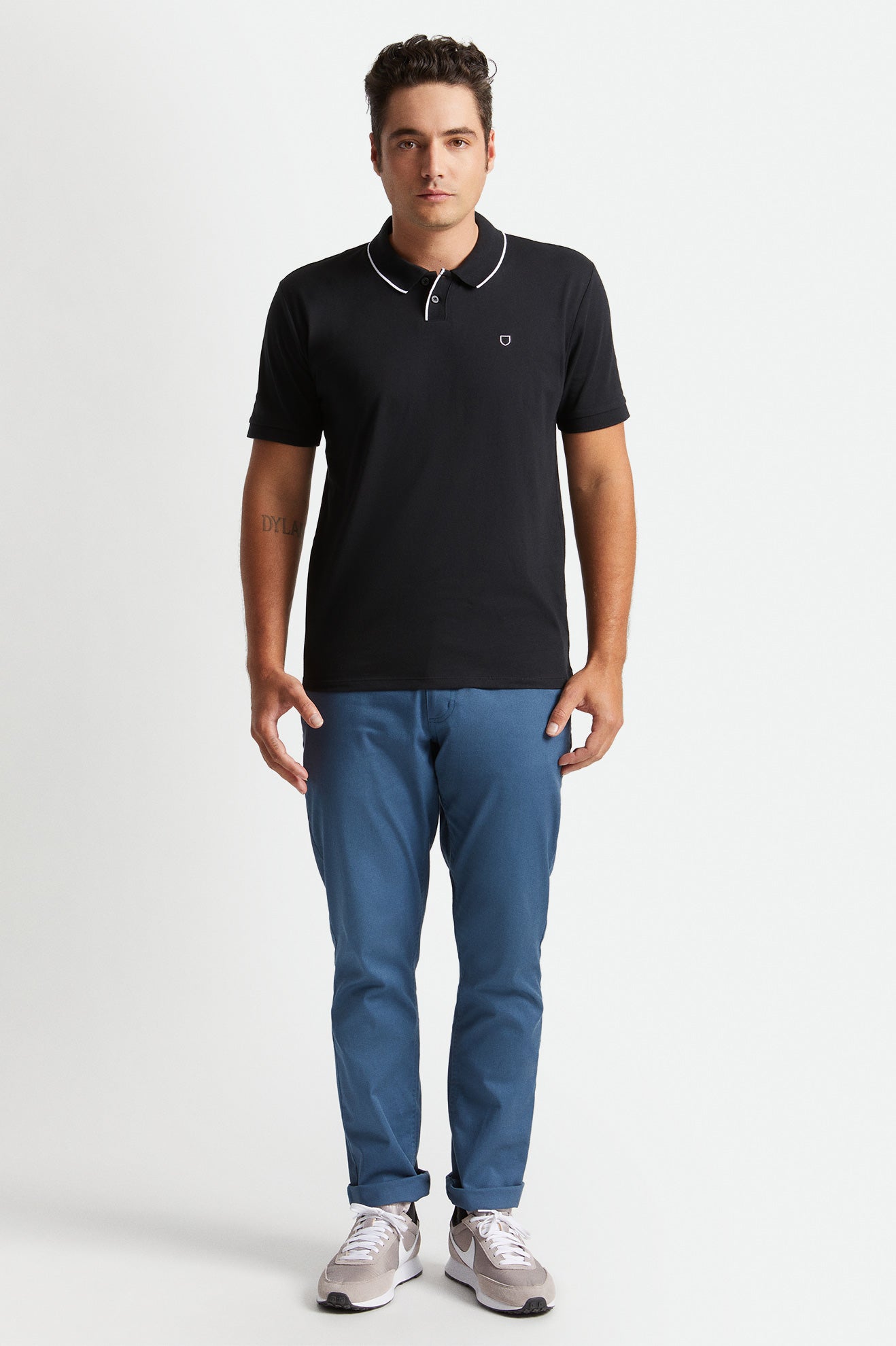 Brixton Proper S/S Polo Gebreide Kleding Heren Zwart Wit | 046519EOA