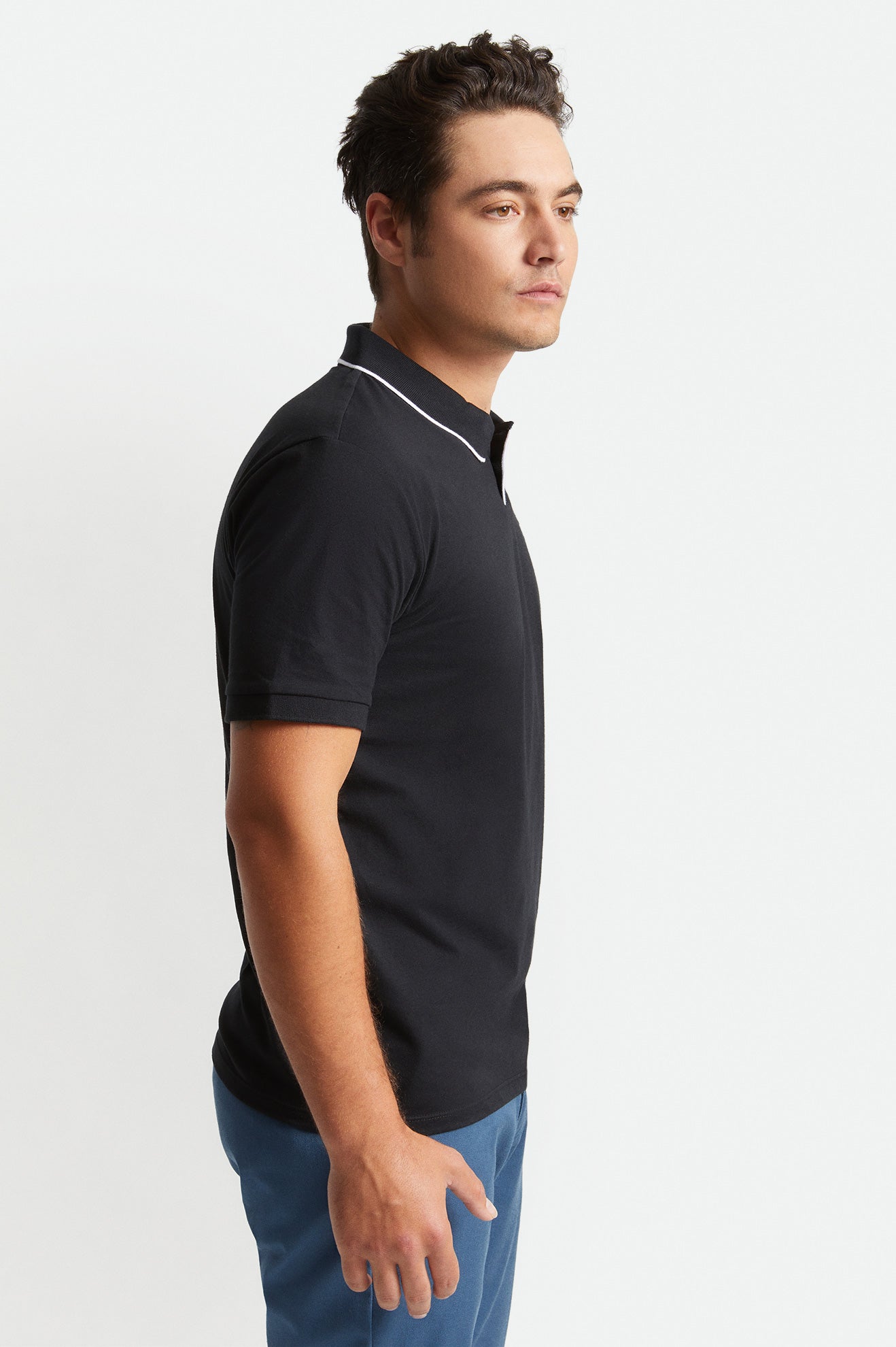 Brixton Proper S/S Polo Gebreide Kleding Heren Zwart Wit | 046519EOA