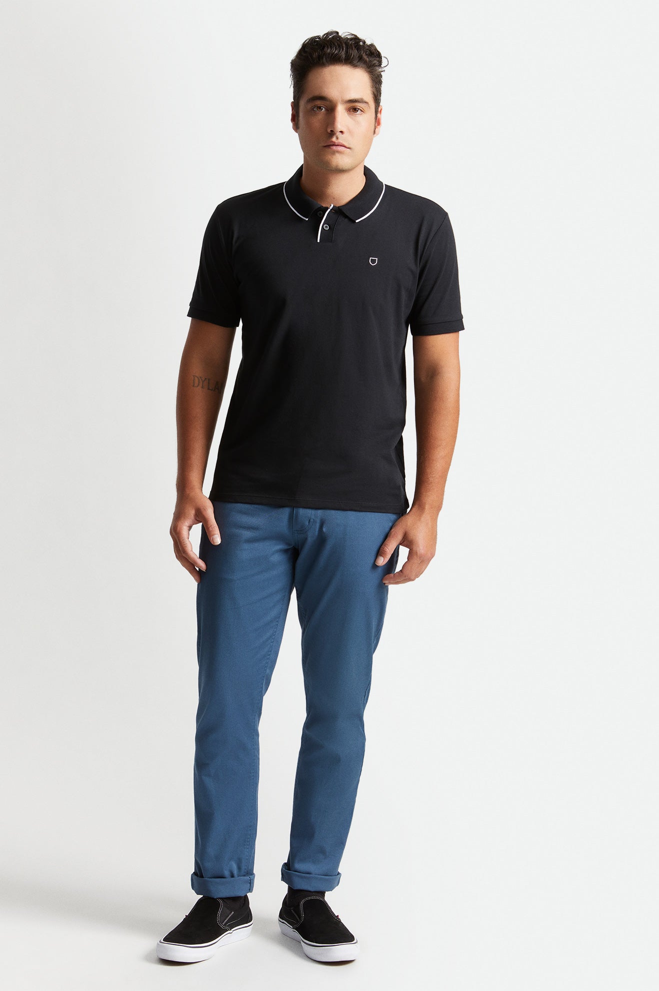 Brixton Proper S/S Polo Gebreide Kleding Heren Zwart Wit | 046519EOA