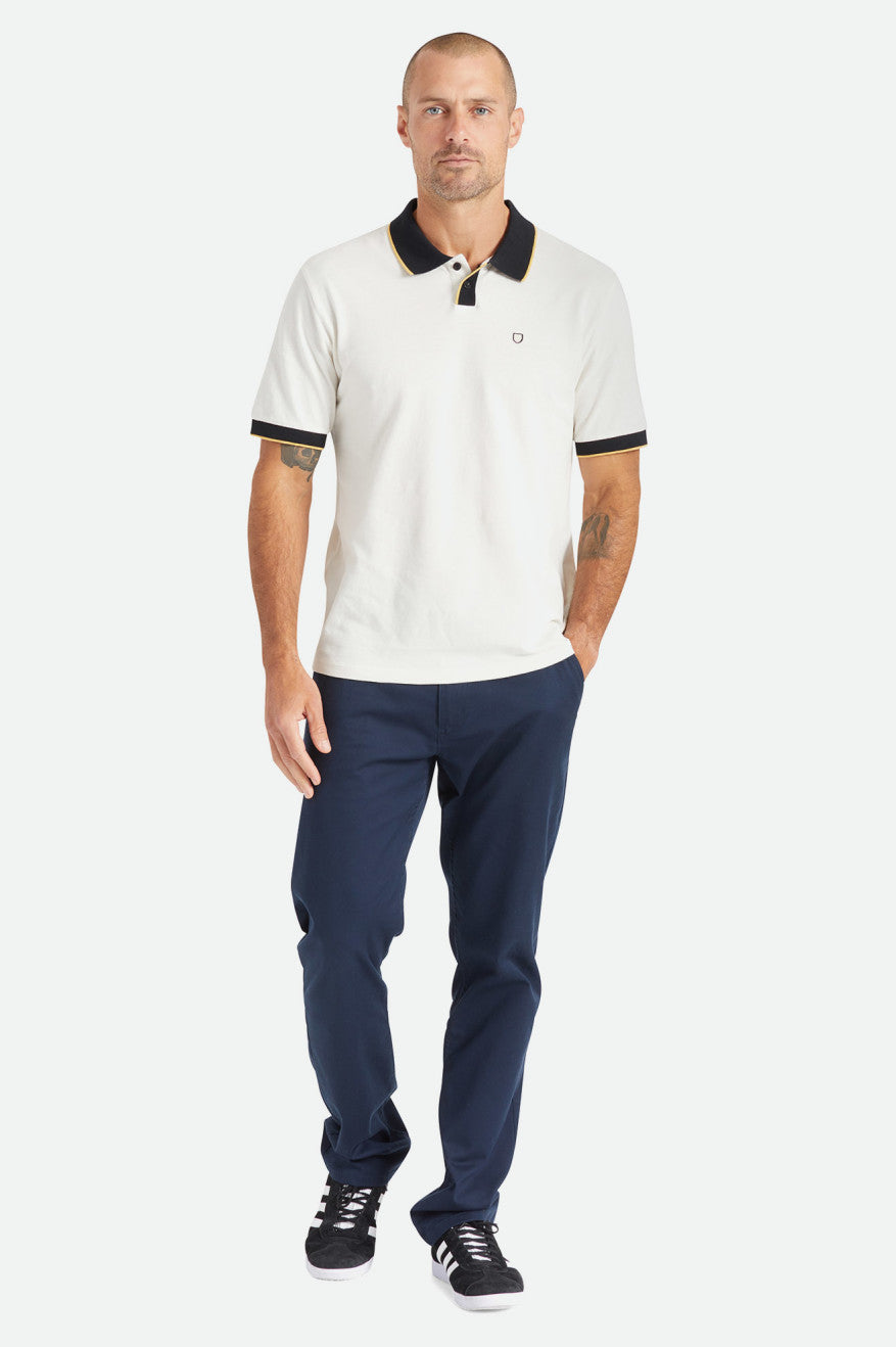 Brixton Proper S/S Polo Gebreide Kleding Heren Wit Zwart | 315086NBU