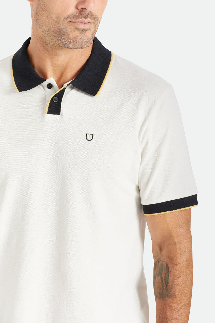 Brixton Proper S/S Polo Gebreide Kleding Heren Wit Zwart | 315086NBU