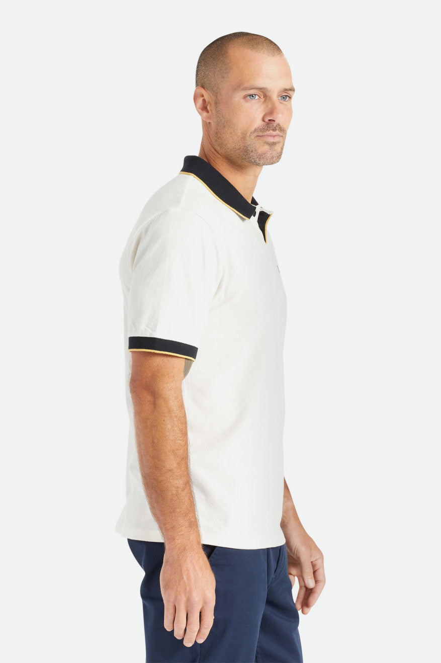 Brixton Proper S/S Polo Gebreide Kleding Heren Wit Zwart | 315086NBU