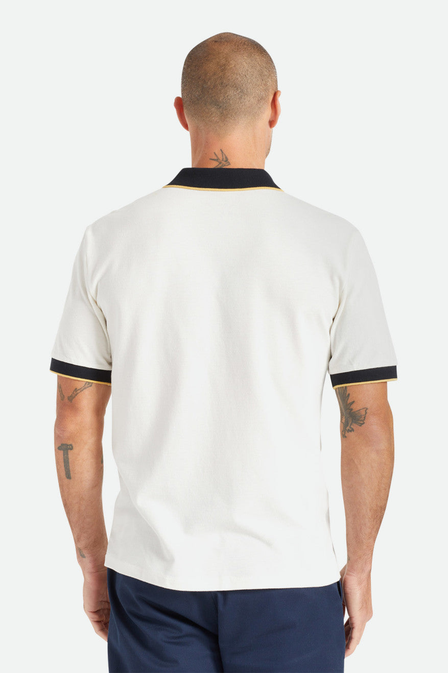 Brixton Proper S/S Polo Gebreide Kleding Heren Wit Zwart | 315086NBU