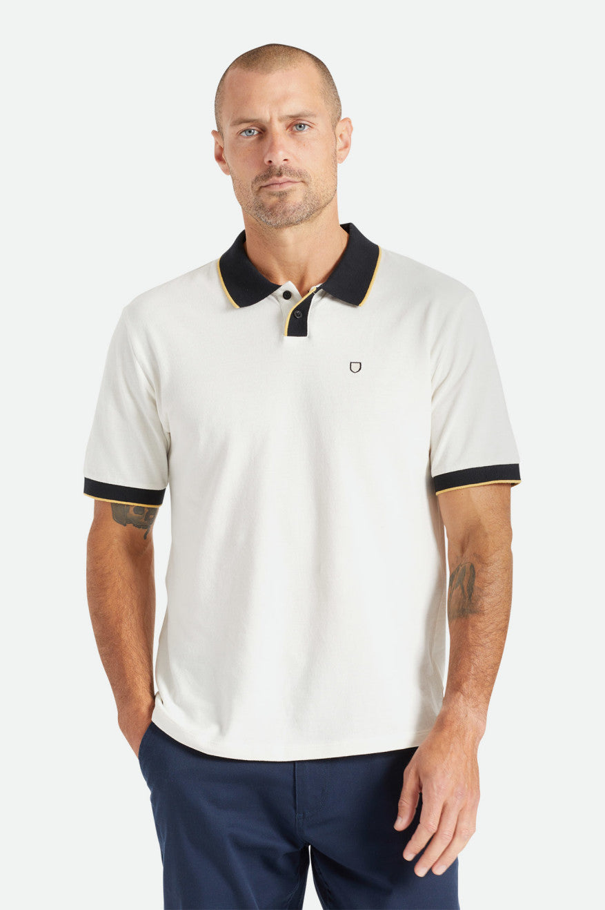 Brixton Proper S/S Polo Gebreide Kleding Heren Wit Zwart | 315086NBU