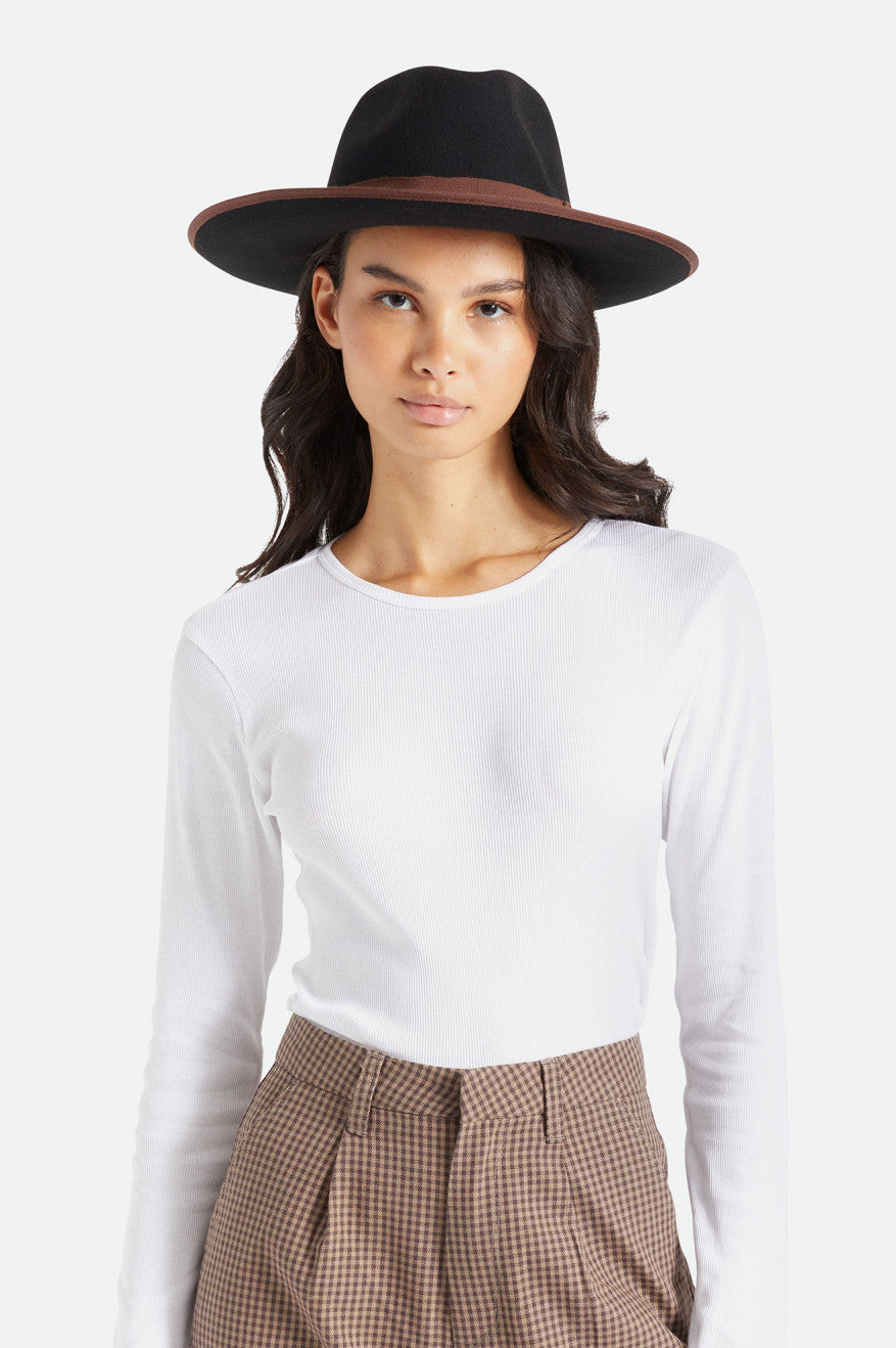 Brixton Reno Fedora Fedoras Dames Zwart Bruin | 941728BYI