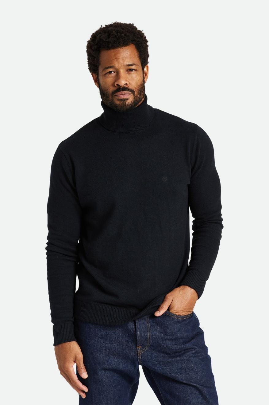 Brixton Reserve Cashmere L/S Turtleneck Gebreide Kleding Heren Zwart | 352976HRG