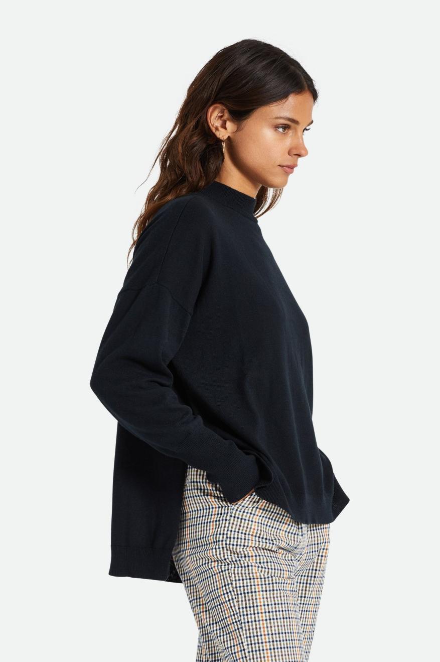 Brixton Reserve Oversized Cashmere Trui Topjes Dames Zwart | 146875LBE