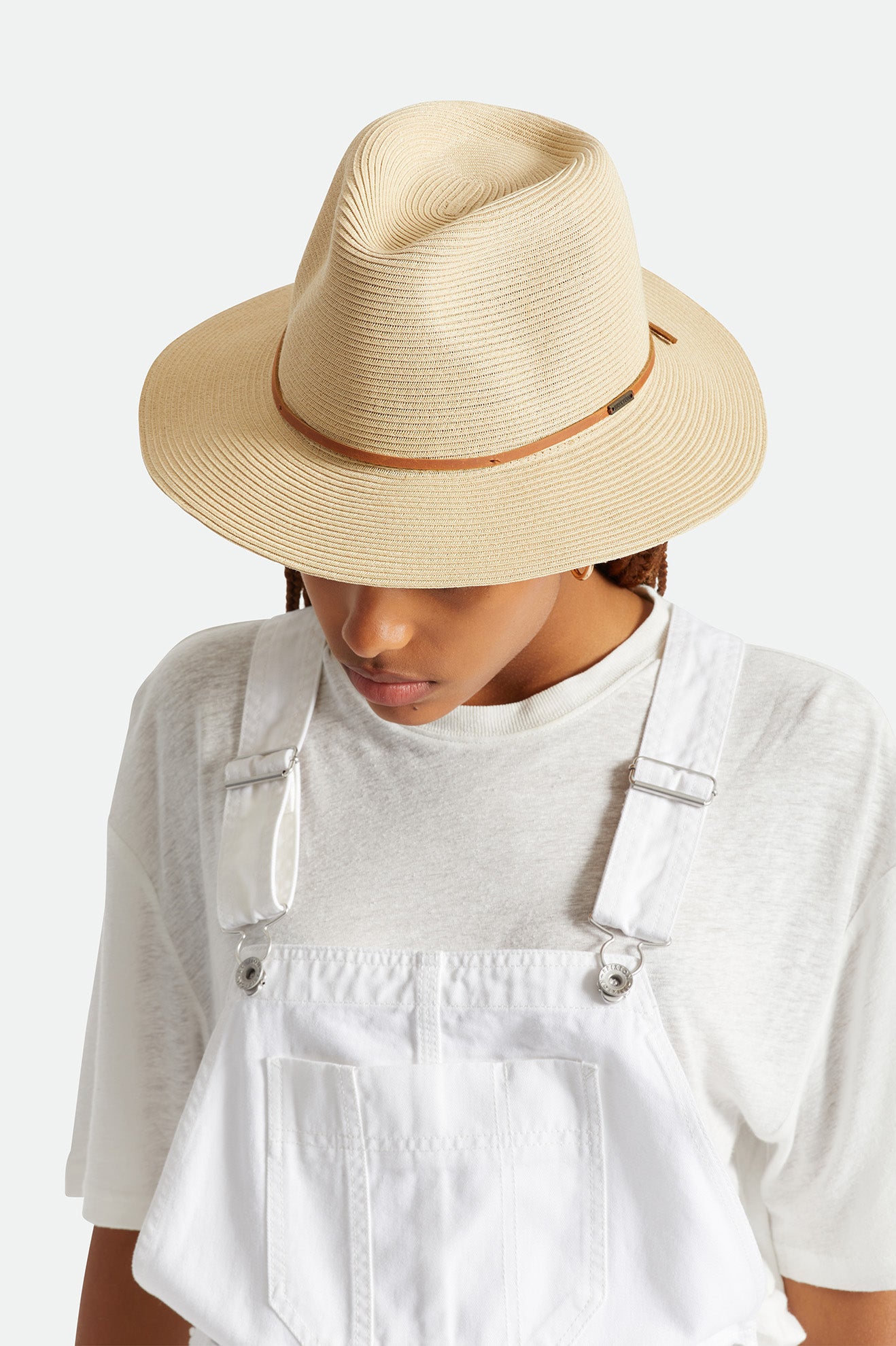 Brixton Wesley Straw Packable Fedora Fedoras Dames Bruin | 709538ITB